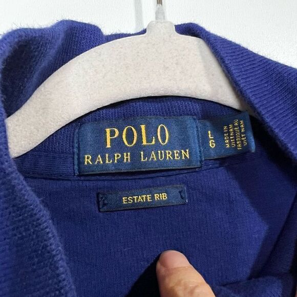 Polo Ralph Lauren Estate Rib Blue 1/4 Zip Pullover Sweatshirt - Picture 5 of 9